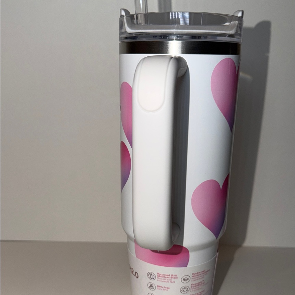 NWT Stanley Target Exclusive 30oz Quencher H2.0 White Pink Hearts - Picture 14 of 16